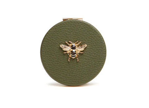 Alice Wheeler Round Compact Mirror Olive