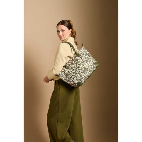 Alice Wheeler Olive Leopard Shoreditch Tote Bag