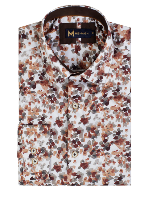 Mish Mash 2308 Bedrock White & Rust Mens L/S Shirt