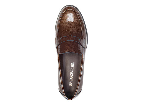Regarde Le Ciel Berta-01 7296 Fango Rock Bronze Leather Womens Slip On Shoes