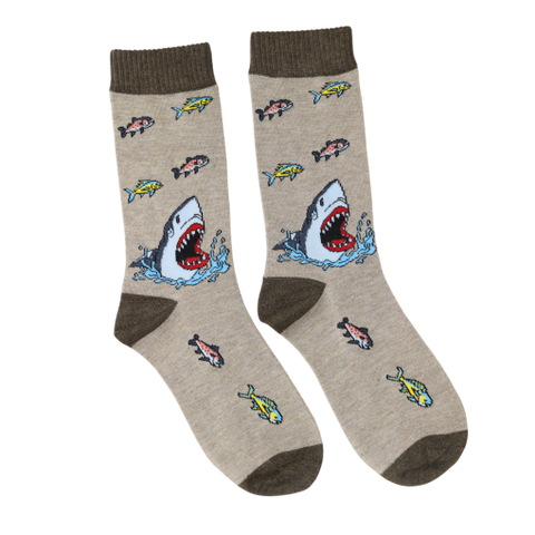 Jaspers Beige Snappy Sharks Mens Bamboo Socks - Soft, Cozy And Eco-Friendly Comfort For Every Step