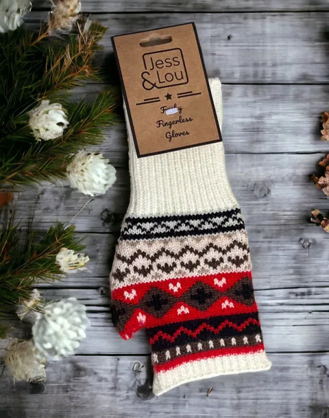 Jess And Lou Black Nordic Fingerless Gloves And Wrist Warmers – Stylish, Warm, And Comfortable