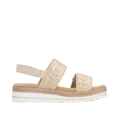 Remonte D0Q63-90 Metallic Natural Gold/Pearl Womens Touch Fastening Platform Sandals