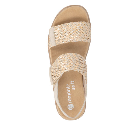 Remonte D0Q63-90 Metallic Natural Gold/Pearl Womens Touch Fastening Platform Sandals
