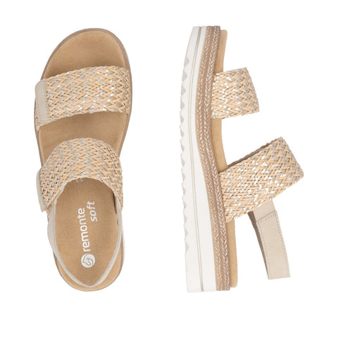 Remonte D0Q63-90 Metallic Natural Gold/Pearl Womens Touch Fastening Platform Sandals