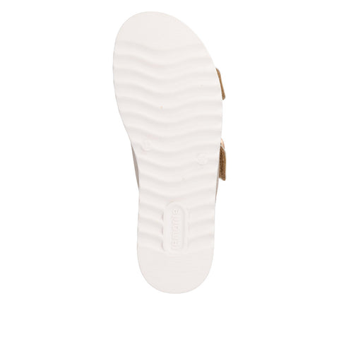 Remonte D0Q66-62 Beige Womens Leather Touch Fastening Platform Lip On Mules Sandals