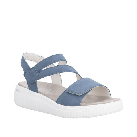 Remonte D3L51-14 Indigo Womens Touch Fastening Low Platform Sandals