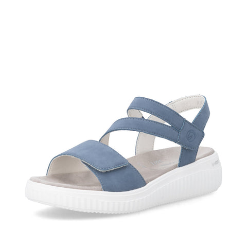 Remonte D3L51-14 Indigo Womens Touch Fastening Low Platform Sandals