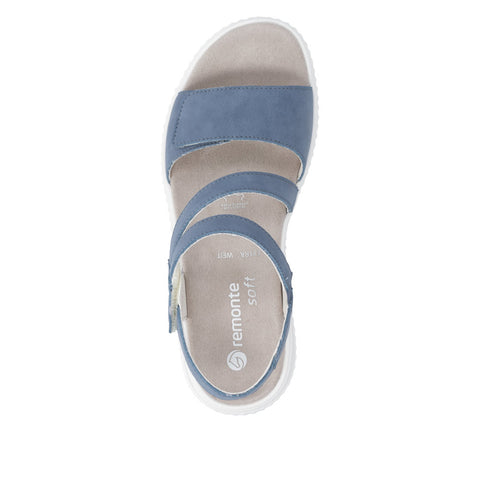 Remonte D3L51-14 Indigo Womens Touch Fastening Low Platform Sandals