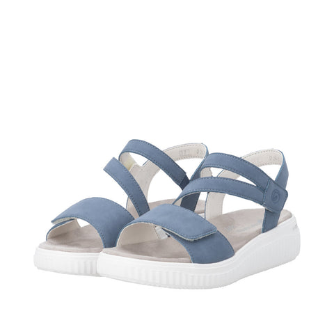 Remonte D3L51-14 Indigo Womens Touch Fastening Low Platform Sandals