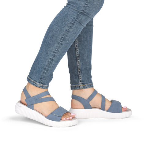 Remonte D3L51-14 Indigo Womens Touch Fastening Low Platform Sandals