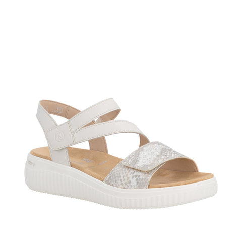 Remonte D3L51-60 Off White Gold Womens Touch Fastening Low Platform Sandals