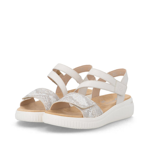 Remonte D3L51-60 Off White Gold Womens Touch Fastening Low Platform Sandals