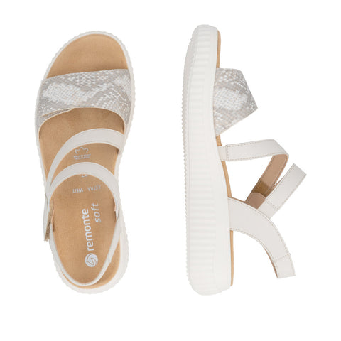 Remonte D3L51-60 Off White Gold Womens Touch Fastening Low Platform Sandals