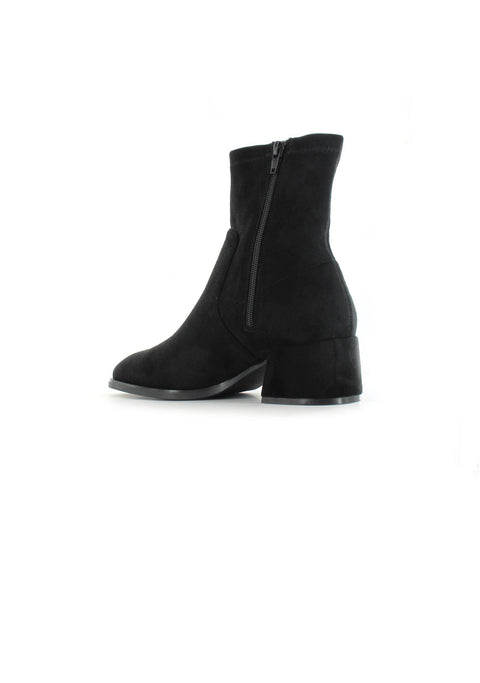 Ella Sammy Black Faux Suede Womens Block Heel Ankle Boots