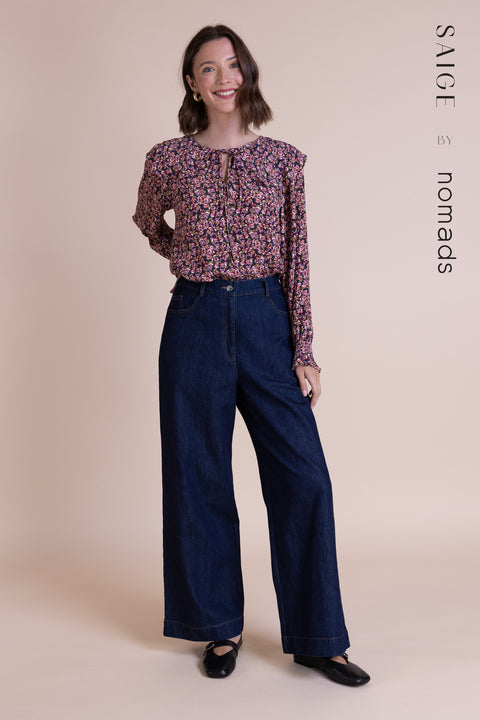 Saige Cotton Denim Wide Leg Jeans DM1118IND Indigo