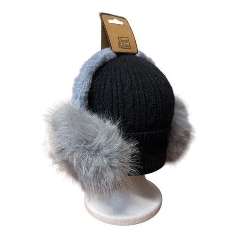 Jess And Lou Grey Unisex Fluffy Earmuffs