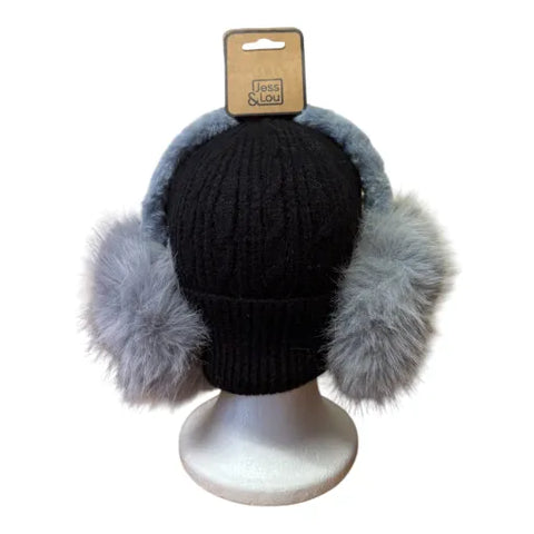 Jess And Lou Grey Unisex Fluffy Earmuffs