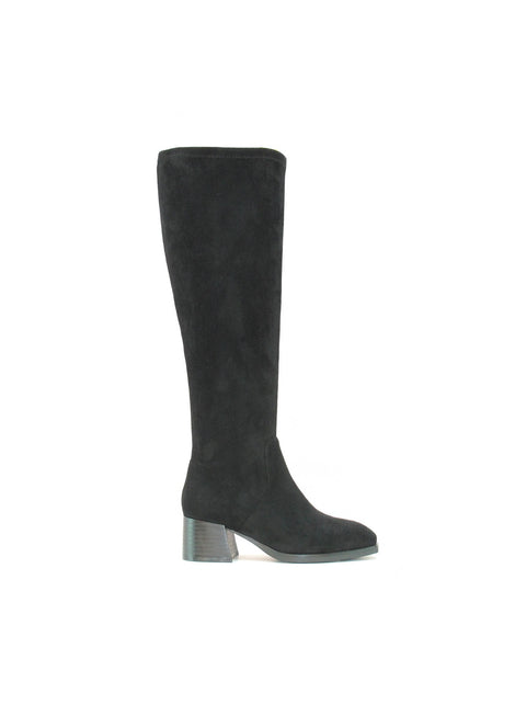 Ella Maddie Black Faux Suede Knee High Stretch Womens Boots