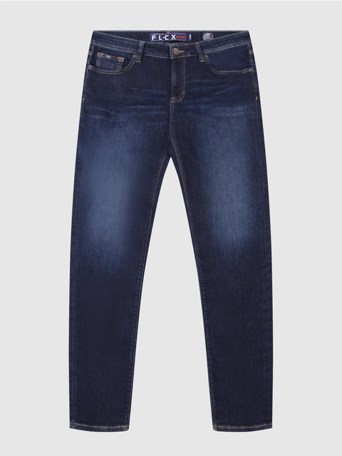Mish Mash 1984 Tapered Fit Flex Active Dark Denim Stretch Mens Jeans