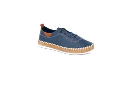 Modella Ivy Denim Womens Leather Bungee Lace Slip On Shoes