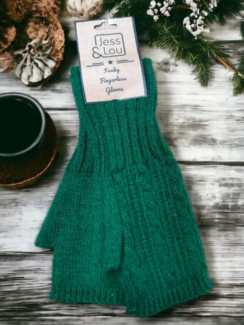 Jess And Lou Cosy Chunky Cable Knit Fingerless Gloves - Soft Pink Wrist Warmers