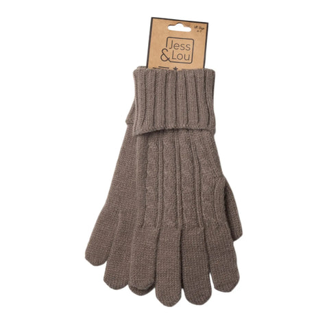 Jess And Lou Cappuccino Womens Cosy Cable Knit Gloves - Super Soft Wrist Warmers for Ultimate Comfort