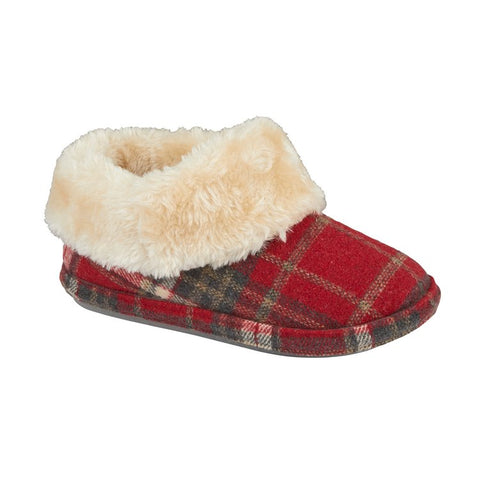Jo & Joe Glenroyal Red Womens Comfort Bootie Slippers