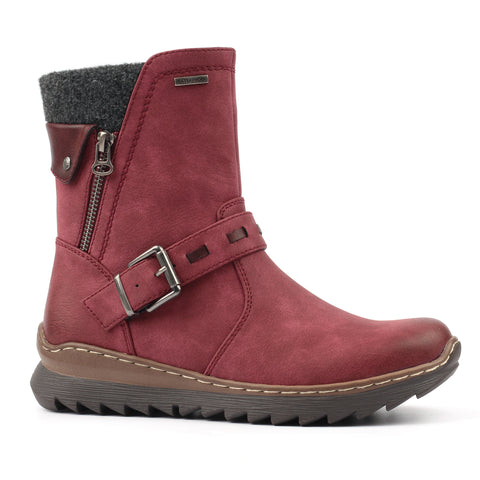 Lunar Haley Burgundy Womens Casual Comfort Waterproof Zip Up Ankle Boots