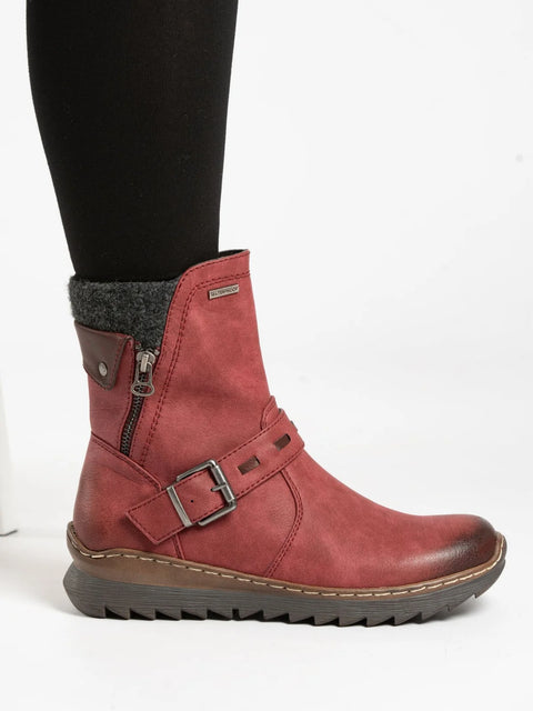 Lunar Haley Burgundy Womens Casual Comfort Waterproof Zip Up Ankle Boots