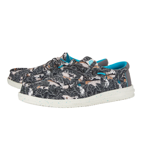 Hey Dude Wally H20 Tropical Black Tropical Mens Textile Slip on Shoes