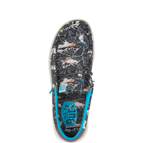Hey Dude Wally H20 Tropical Black Tropical Mens Textile Slip on Shoes