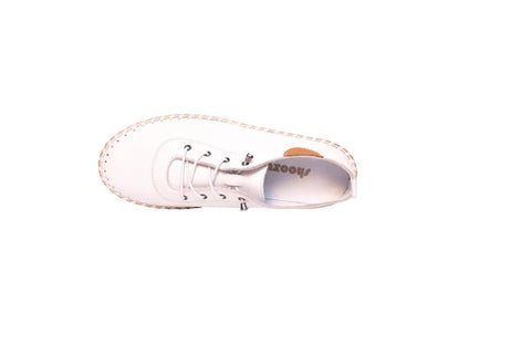 Modella Ivy White Womens Leather Bungee Lace Slip On Shoes