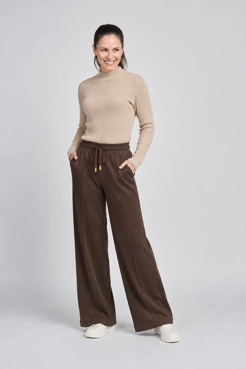 Pinns Womens 789T Chocolate Wide Leg Modal Trousers