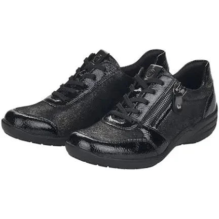 Remonte R7637-03 Black Combination Womens Lace Up zip up Shoes