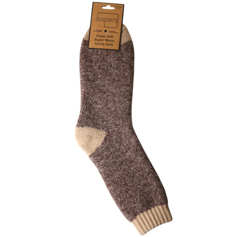 Jaspers Cappuccino Marl Mens Cosy Ribbed Super Soft Wool Blend Socks