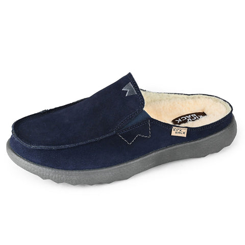 KickBack Chaise Woolie Navy Suede Woven Wool Mens Slip On Mules