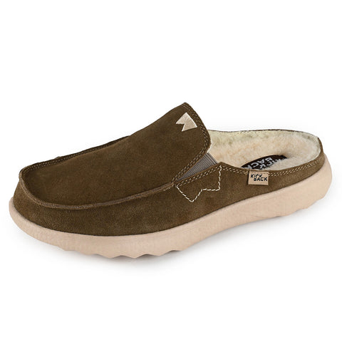 KickBack Chaise Woolie Khaki Suede Woven Wool Mens Slip On Mules