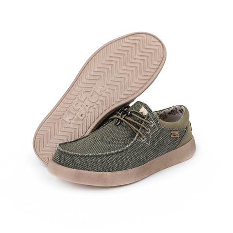 KickBack Haven Woven Canvas Khaki Elastic Lace Slip On Shoes