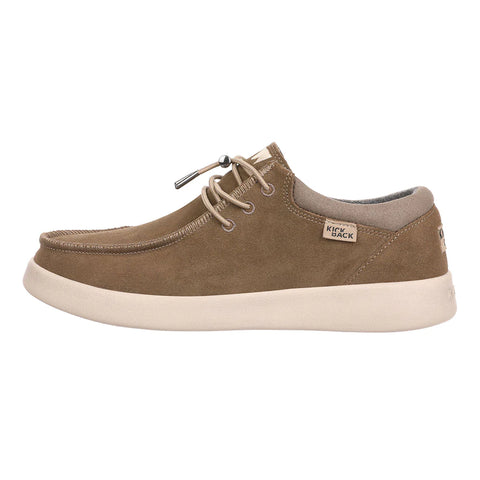 KickBack Haven Mens Khaki Suede Elastic Lace Slip On Shoes