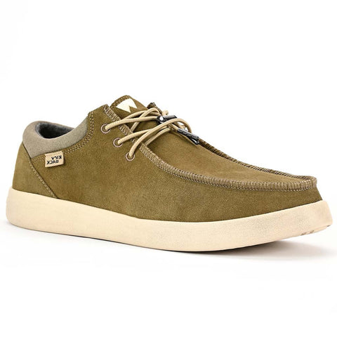 KickBack Haven Mens Khaki Suede Elastic Lace Slip On Shoes