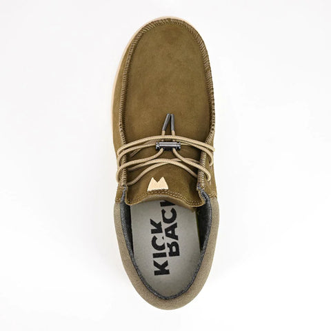 KickBack Haven Mens Khaki Suede Elastic Lace Slip On Shoes