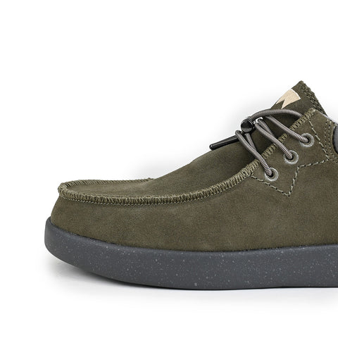 KickBack Haven Olive Mens Suede Elastic Lace Slip On Shoes