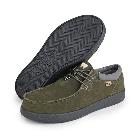 KickBack Haven Olive Mens Suede Elastic Lace Slip On Shoes