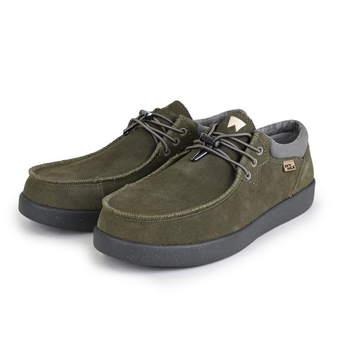 KickBack Haven Olive Mens Suede Elastic Lace Slip On Shoes