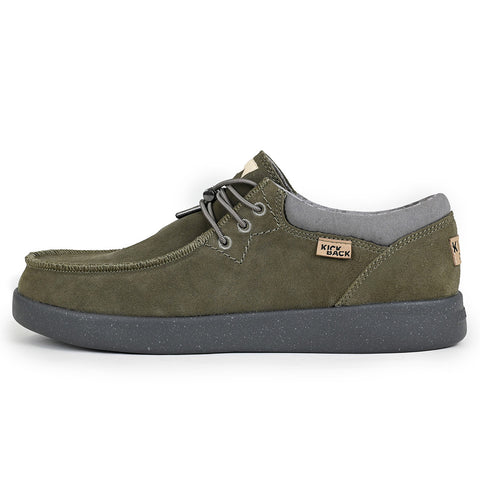KickBack Haven Olive Mens Suede Elastic Lace Slip On Shoes