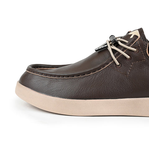 KickBack Haven Java Full Grain Leather Mens Elastic Lace Slip On Shoes