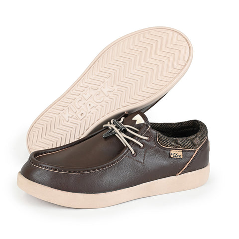 KickBack Haven Java Full Grain Leather Mens Elastic Lace Slip On Shoes