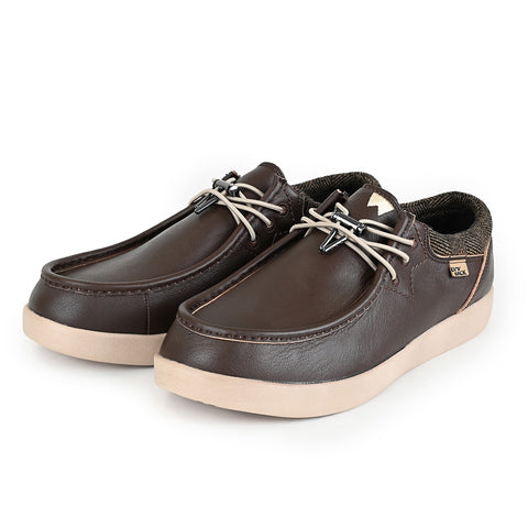 KickBack Haven Java Full Grain Leather Mens Elastic Lace Slip On Shoes