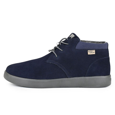KickBack Gofer Suede Navy Mens Elastic Lace Slip On Boots